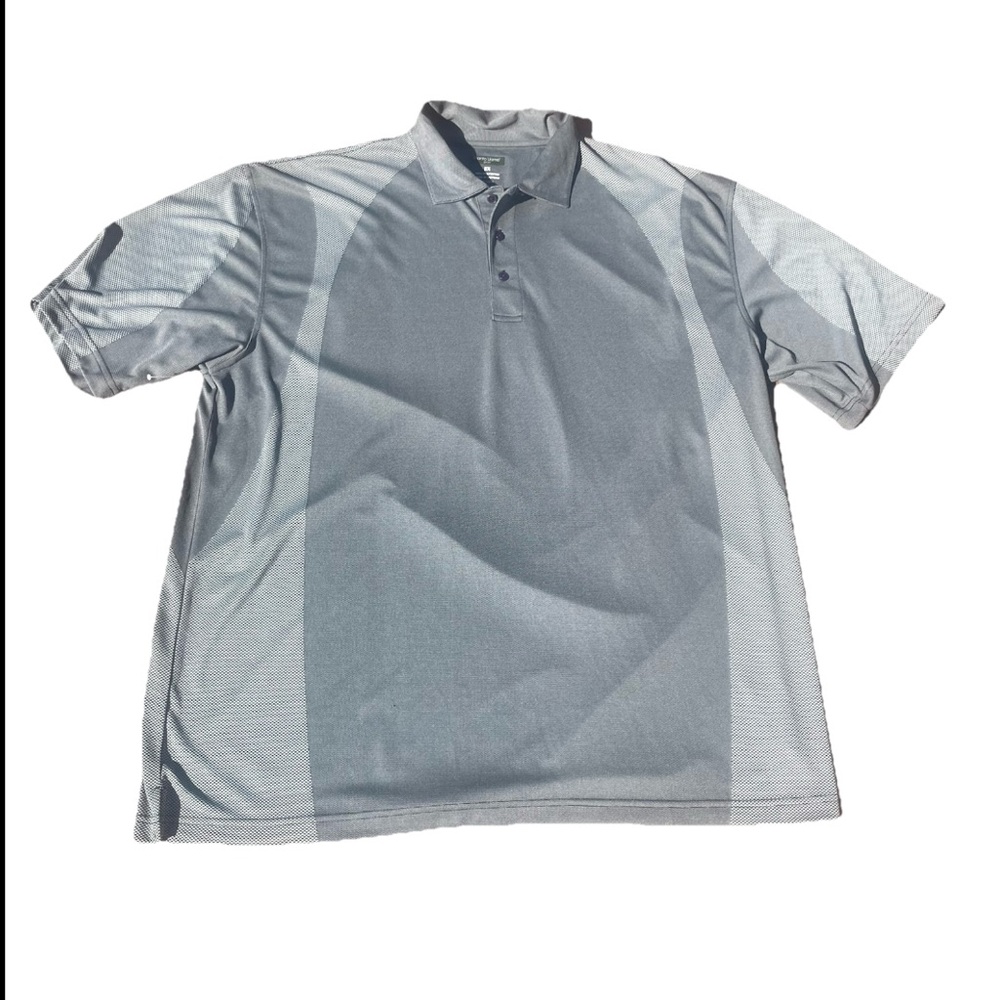 Pronto Uomo Sport Gray Geometric Short Sleeve Performance Polo XXL 2XL